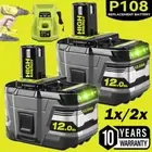 2 Pack 18V 12.0Ah Lithium Battery For Ryobi P108 ONE Plus P109 P102 P107 RB18L26