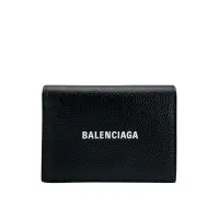 在飛比找Yahoo奇摩購物中心優惠-Balenciaga 品牌Logo牛皮暗釦對開卡片夾(645