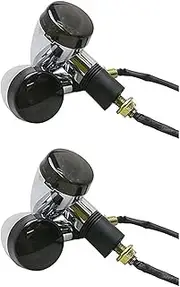 TDR 4pcs Motorcycle Silver LED Turn Signal Indicators, 10mm Universal Fit, Front and Rear Amber Lights
