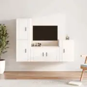 4-Piece Set High Gloss TV Cabinet Entertainment Unit Stand Storage Shelf White