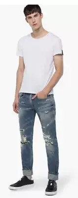 Replay Maestro Denim Selection Men’s Mid Rise Slim Fit Jeans Sz 34 NWT