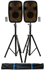 (2) Technical Pro PLIT8 Bluetooth LED 8" Party Speakers+Wireless Link+Stands