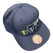 Mitchell Ness Ball Cap Navy Utah Jazz Core Basic Snapback Flat Brim Original Fit