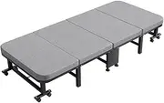 Portable Cotton Linen Foldable Camping Bed with Pulley Portable Folding Bed Comfortable Foldable Bed Double Pipe Extra Strength Comfortable