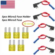 5 Sets Add-A-Circuit Blade Style ATR Micro 2 Fuse Holder Tap + 20A Micro2 Fuse