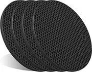 4 Pcs Trivets for Hot Dishes, Kitchen Heat Resistant Pot Holders, Extra Thick Large Non Slip Multipurpose Kitchen Accessories, Silicone Mat, Hot Pads, Jar Opener, Spoon Holder (1. Black)