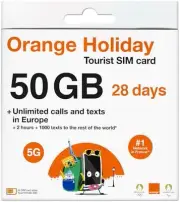 TSIM Europe Sim Card for 28 Days with 50GB Data | Orange Holiday with 4G / 5G...
