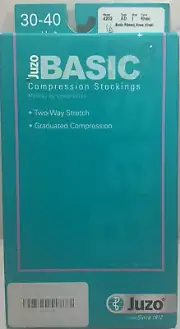 JUZO 4202AD 30-40 mmHg Basic Ribbed Closed Toe Knee Khaki Compression Socks SzI