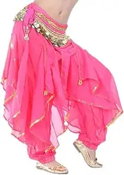 (RoseRed) - BellyLady Belly Dance Harem Pants Tribal Baggy Arabic Halloween Pants
