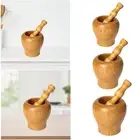 Wooden Mortar and Pestle Set Garlic Press for Gingers Pesto Sauce Hot Sauce