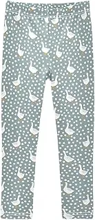 [Joisal] Cute Geese Flower Grey Girl Leggings, Suitable for Leggings for Teen Girls, Kid Leggings, Girls Leggings 4t