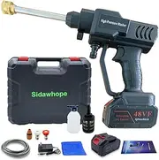 Sidawhope Cordless Pressure Washer Portable Power Washer 3 Replaceable Nozzles Pressure Water Spray Gun 20Ah Rechargeable Battery Portable High Pressure Car Washer Garden Fence Pet Cleaning Use