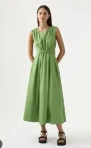 Aje Zorina Tie Midi Dress Fern Green - Brand New - Size AU 8 l US 4