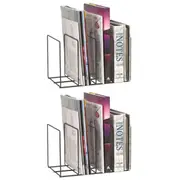 2PK Marbig Wire Book/Magazine Rack Holder 4 Slot Desk Organiser for Office/Home