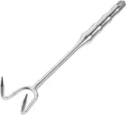 Alipis Stainless Steel Meat Hook Turner BBQ Food Flipper with Comfortable Grip Long Handle for Easy Grilling Roasting and Cooking for Outdoor and Indoor Use