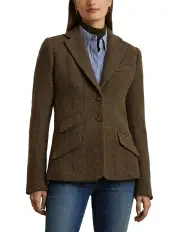 [Lauren Ralph Lauren] Wool-Blend Herringbone Tweed Blazer in Green