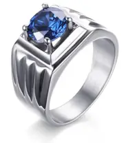 Mens Wedding Ring With Blue Stone