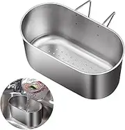 Stainless Steel Sink Drain Strainer Basket, Multifunctional Hanging Sink Strainer Colander Drain Basket for Filter Kitchen Waste and Wash Vegetables Fruits (Silver)
