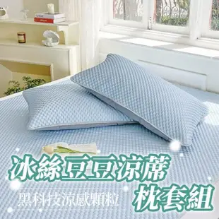 【寢聚 Sleep Club】可水洗冰絲豆豆涼蓆組 附同款枕頭套(單人 涼感墊 冰絲涼蓆 涼墊 冰絲蓆)