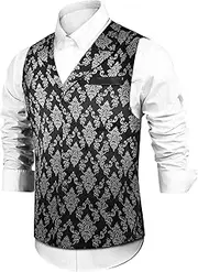 [Yay! GLAM] Men Paisley Suit Victorian Vest Steampunk Gothic Waistcoat Floral Vampire Tuxedo Renaissance Goth