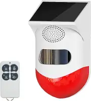 Solar Motion Sensor Strobe Alarm Light with Remote Control, 120dB, IP67 Waterpro