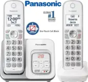 Panasonic DECT 6.0 Expandable Cordless Phone Answering Machine 2 Handsets White