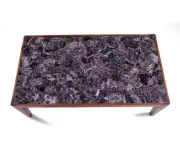 Square Purple Resin Coffee Table Top Amethyst Stone Patio Side Table for Garden