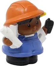 Fisher-Price Replacement Part for Collectible Little People Construction Crane and Quarry Building Playset C0300 - Replacement African-American Architect Foreman Figure - Carrying Plans and Phone