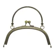 Metal Purse Frame,6.5" Retro Arch Kiss Lock Clasp Frame Embossed,Bronze