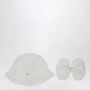 [Teddy & Minou] White Two-piece Set With Hat And Shoes 6 M White