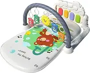 Aussi Valup Baby Playmat Gym for 0-18 Months - Colorful High Contrast Activity Mat with Music, Soft Textures Ideal for Tummy Time and Sensory Play for Newborns and Toddlers - Bear Grey