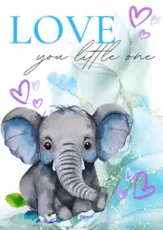 Baby Blue CUTE Nursery Print Elephant Love Digital Print A4 BabyShower Gift Boy