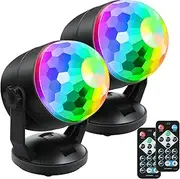 Chongerfei [2-Pack] Portable Sound Activated Party Lights for Outdoor and Indoor, Battery Powered/USB Plug in, Dj Lighting, RBG Disco Ball, Strobe Lamp Stage Par Light for Car Room Dance Parties