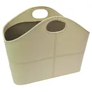 Leatherkart Leather Magazine Basket - Off-White