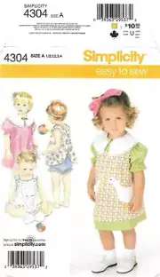 Simplicity #4304 Sewing Pattern Toddlers Dress Pinafore Top Panties Size A Uncut