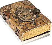 TUZECH Book of Spells Leather Bound Journal Deckle Edge Paper Grimoire Printed Diary Third Eye witchcraft supply and Witch Spell Notebook Antique Vintage Book for Men and Women (The Third Eye)