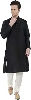 [Royal Kurta] Mens Silk Blend Woven Embroidered Kurta Pyjama