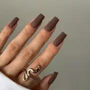 Matte Brown Fall Press on Nails Long Medium Square, Fake Nails matte brown