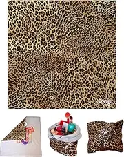 Leopard Print Magic Wrap Self Adhesive Cloth, 50cm x 50cm, Makeup Organiser, Travel Storage, Protective Cosmetic Pouch, Camera Lens Wrap, Picnic/Grocery Bag, Laptop Bag, Head Scarf, Gift & Daily Use