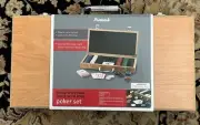 PROMARK POKER SET IN CASE W/ 360 CHIPS, 2 CARD DECKS, 5 DIE & 1 DEALER CHIP NEW!