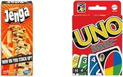 Jenga Game - Classic Strategy Games with Wooden Blocks - 1 or More Players - Toys for Kids and Board Games - Ages 6+ & Mattel UNO Card Game