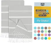 Utopia Towels Pack of 2 Turkish Beach Towel (40x72 Inches), Oversized 100% Cotton Sand Free Lightweight Absorbent Quick-Dry Beach Blanket, Extra Large Turkish Bath Towels for Travel (Cool Grey)