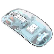 HXSJ T900 2.4G & Bluetooth Wireless Mouse 800-2400 DPI Adjustable RGB Light Mute Click - Blue