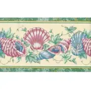 Borders Pre-Pasted Wallpaper Border Seashells Scallop Pink Blue 15' Ft (4 rolls)