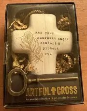 Demdaco Artful Cross w/ Key lock "May Your Guardian Angel Comfort & Protect You”