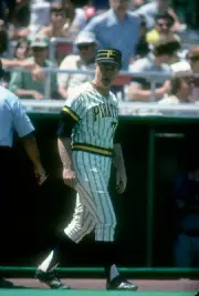 Manager Chuck Tanner Pittsburgh Pirates walks out dugout arguing w- Old Photo