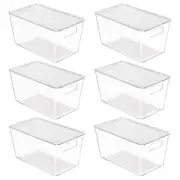 6 Pack Clear Stackable Storage Bins with Lids, Medium Plastic Containers with...
