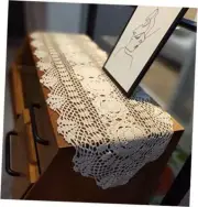Handmade Crochet Cotton Table Runner Lace Doilies Doily 11.8 by 35 Inch White