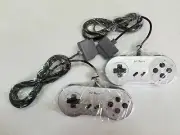 TWO NEW Silver 16 Bit Controller for Super Nintendo SNES Console Control Pad 18P