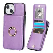 for iPhone 13/14 Case Wallet with Credit Card Holder, 360° Rotation Purple